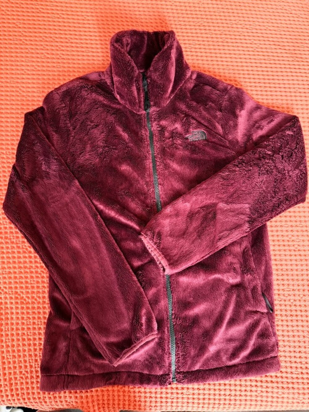 The North Face Plush Fleece Jacket Zip Up Deep Wine Burgundy Maroon Size M